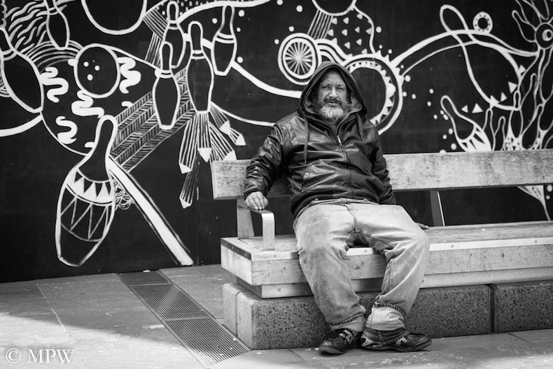 Auckland City street photo, Queent St, black and white
